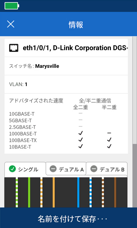 スイッチ・ポート、名前、VLAN、速度設定などのネットワーク・データの表示