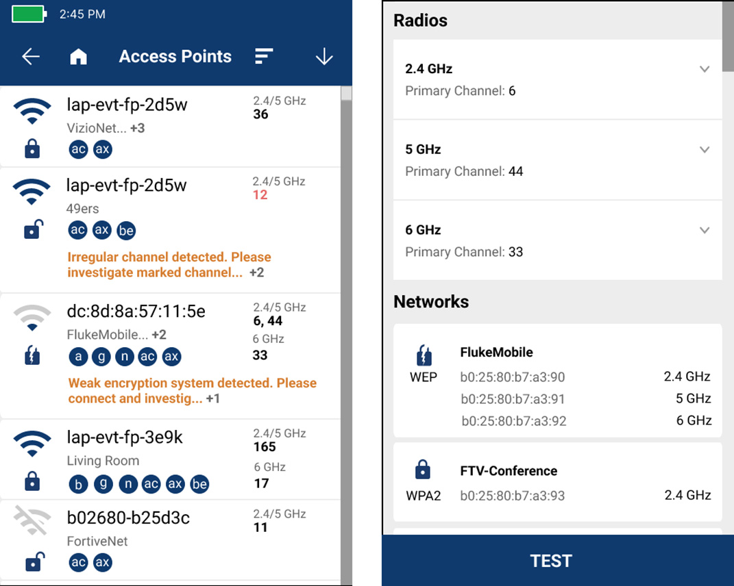 Lista de puntos de acceso LinkIQ